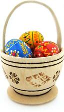 Miniature Assorted Painted Wood Easter Pysanky Eggs in Mini Basket 2.75 In picture
