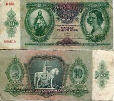 Banknote 1936 Kingdom Hungary Hungarian 10 Ten Tiz Pengo Madonna Horthy picture
