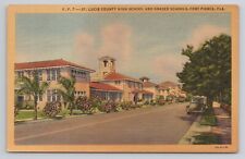 St Lucie County High School&Graded Schools Fort Pierce Fla Linen Postcard No5568 picture