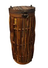 Vintage Bamboo Rattan Multiple Organic Wood Textures Stand With Enclosed Lid picture