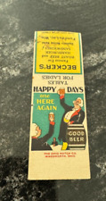 VINTAGE BECKER'S FOND DU LAC WI MATCHBOOK COVER BEER BREWING BREWERY picture