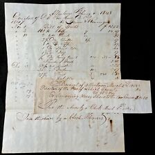 2 Antique 1848 Poor House Bill of Goods ALLENTOWN PA Hand Written Documents picture