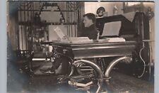 RARE VIEW HOME OFFICE INTERIOR real photo postcard rppc candid occupational picture