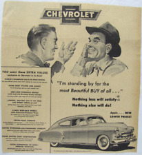 Vintage 1949 Chevrolet Styleline Deluxe Car Newspaper Print Ad picture