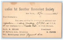 1925 Ladies 1ST Serether Benevolent Society Brooklyn NY Advertising Postcard picture