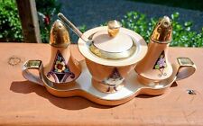 Antique Noritake Porcelain Art Deco 2 Shakers, Mustard Pot, Tray, Spoon *Estate* picture