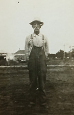 c.1920's Elder Neighborhood Man Overalls Western Antique Vintage Photograph picture
