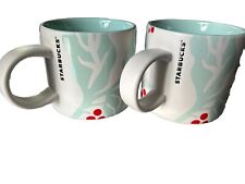 Set of 2 STARBUCKS Holiday 2018 Holly Berry 12 oz Matte Coffee Mug Cup picture