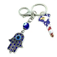 Evil Eye Hamsa Hand Fatima Keychain Good Luck Amulet Protection Charm Key Holder picture
