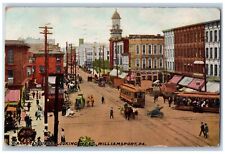 Williamsport Pennsylvania PA Postcard Market Square Looking West Streetcar c1911 picture