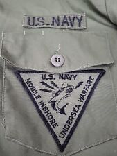 Vtg Named 80s Military Shirt OG USN MUW Mine Underwater Warfare 1982 15.5x33 picture