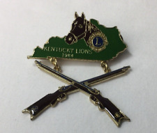 Vintage Kentucky Lions Club Pin 1984 State Horse Crossed Rifles picture