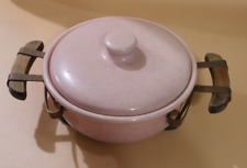 Mcm California Pottery Pink Gray Spatter Covered Casserole with Stand picture
