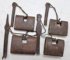 Lot of 4 Antique Iron Strip System Pad Locks Working Original Old Hand Crafted picture