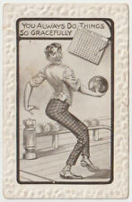 Vintage 1911 Bowling Comic Postcard titled 