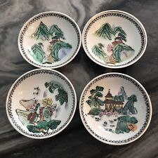 Four Small Hand Painted Chinese Bowls Landscape Scenes picture
