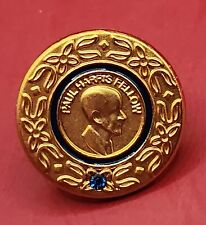 Rotary International Paul Harris Gold Tone Label Pin w/ 1 Sapphire 2015 picture