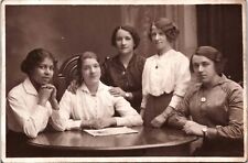 FIVE LOVELY YOUNG WOMEN : ONE IS ETHNIC OR BLACK : EDINBURGH, SCOTLAND : RPPC picture