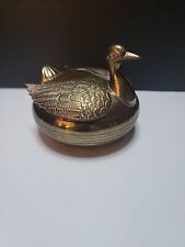 Vintage Covered Brass Duck/ Swan Trinket Box picture