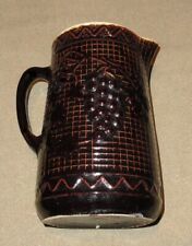 Antique North Star Stoneware Crock Pottery Brown Glaze Pitcher Raised Grape Vine picture