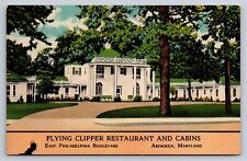 Postcard MD Aberdeen Maryland Flying Clipper Restaurant And Cabins Linen AF23 picture