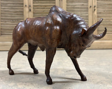 Leather Charging Bull Figurine 14
