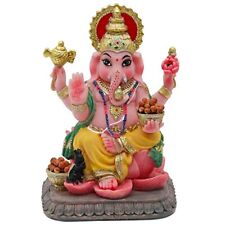Indian God Lord Ganesha Statue 4.1h Multicolor Hindu Idol Ganesh Figurine India picture