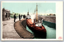 Postcard Whaleback Ship Lock Gate Sault Ste Marie, MI Detroit Publishing Co. C13 picture