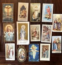 Lot Of 14 Vintage Estate Catholic Holy Cards; 1930s-1960s picture