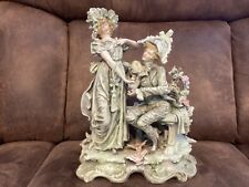 LARGE HEAVY BISQUE PORCELAIN FIGURINE IN THE STYLE OF MEISSEN 13 INCHES TALL picture