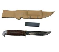 Vintage Unknown Hunting Knife w/ Sheath And Wet Stone. picture