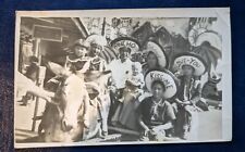 Rare Vintage RPPC Real Photo Postcard 1900s Adults + Kids Wearing Sombreros K21 picture