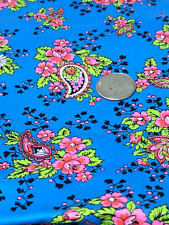 VTG 1960'S 70'S MOD MCM HIPPIE PAISLEY LIGHT WEIGHT PINK BLUE FABRIC 4.5 YARDS picture