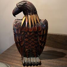 Vintage Shanghai Handicrafts Lacquer Wicker Eagle Figurine Woven Unique picture