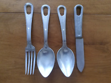 VINTAGE US MILITARY MESS KIT UTENSILS 2 SPOONS-1 FORK-1 KNIFE picture