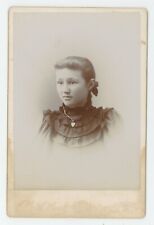 Antique c1880s Cabinet Card Beautiful Young Girl Heart Necklace Fort Atkinson WI picture