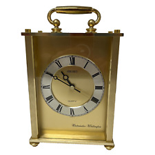 Vintage Gold Brass Seiko Quartz Westminster Whittington Desk Mantle Clock Chimes picture