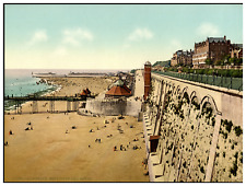 England. Ramsgate. East Cliff and Sands.  Vintage Photochrome by P.Z, Photochr picture