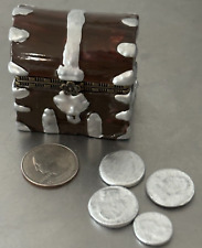 VNTG Hinged Trinket Box PIRATE TREASURE CHEST mini Pirate's Booty Coins FREESHIP picture