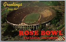 Pasadena California Greetings from the Rose Bowl c1957 Stadium Aerial View picture