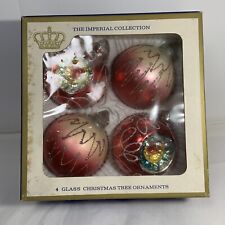 VTG SEARS 4 pk West Germany Large Glass Christmas Ornaments Orig Box Indent Mica picture