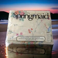 Vintage Springmaid Floral Twin Flat Sheet Heritage Stencil USA Cotton Blend 80s picture