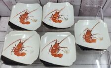 5X Vintage Japanese Painted Plate Y.Y Plates Lobster Logo Yonemoto Store Hawaii  picture
