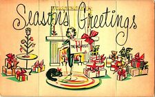 1960s Lithograph Season Greetings TV Tele-Visit Televisit Holiday Card picture