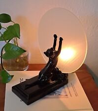 1986 Sarsaparilla Stretching Black Art Deco Cat Lamp Complete  picture