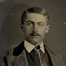 Antique Tintype Photograph Handsome Enchanting Young Man Great Mustache picture