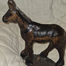 Beautiful Artist Signed Hand Carved Wood Sculpture Of A Donkey picture