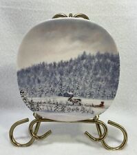 Vintage Arabia Finland Winter Lapland  Reindeer Sled Wall Plate 4.75 inches picture