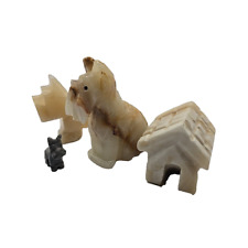 Vintage Carved Alabaster & Stone Scottie Dogs Figurines Miniatures LOT Scottish picture