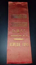 1892 Damascus Commandery No. 58 Brooklyn N.Y. Oswego Knights Templar KT Ribbon picture